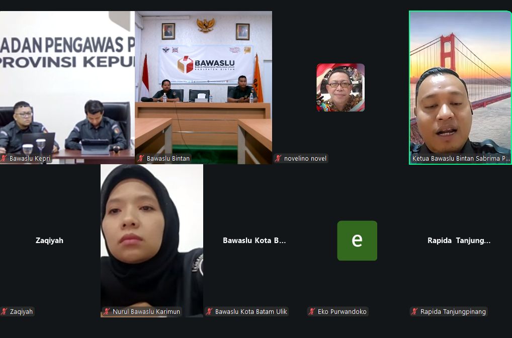 Ketua Bawaslu Kabupaten Bintan, Sabrima Putra saat menyampaikan tanggapan dalam Forum Klinik Penanganan Pelanggaran Pemilu Edisi 2 yang digelar secara daring, Senin (6/4/2026)/Foto: Pemberitaan Bawaslu Bintan