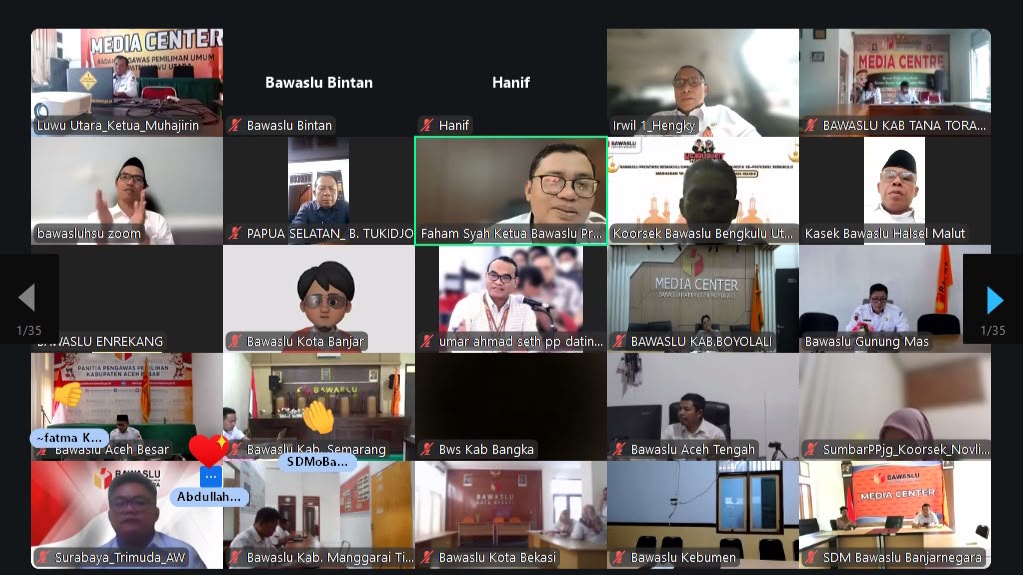 Bawaslu Kabupaten Bintan saat mengikuti Rapat Koordinasi Jumat Sehati dan Jumpa Berlian yang digelar secara daring pada Rabu, (1/7/2026)/Foto: Pemberitaan Bawaslu Bintan