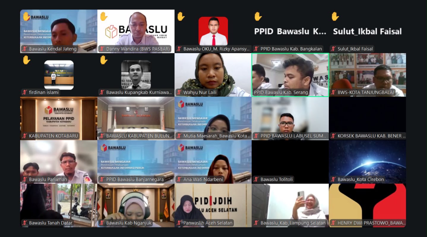 Bawaslu Bintan saat mengikuti sosialisasi dan evaluasi keterbukaan informasi publik Bawaslu Kabupaten/Kota Tahun 2026 yang digelar Bawaslu RI secara daring, Rabu, (8/7/2026)/Foto: Pemberitaan Bawaslu Bintan