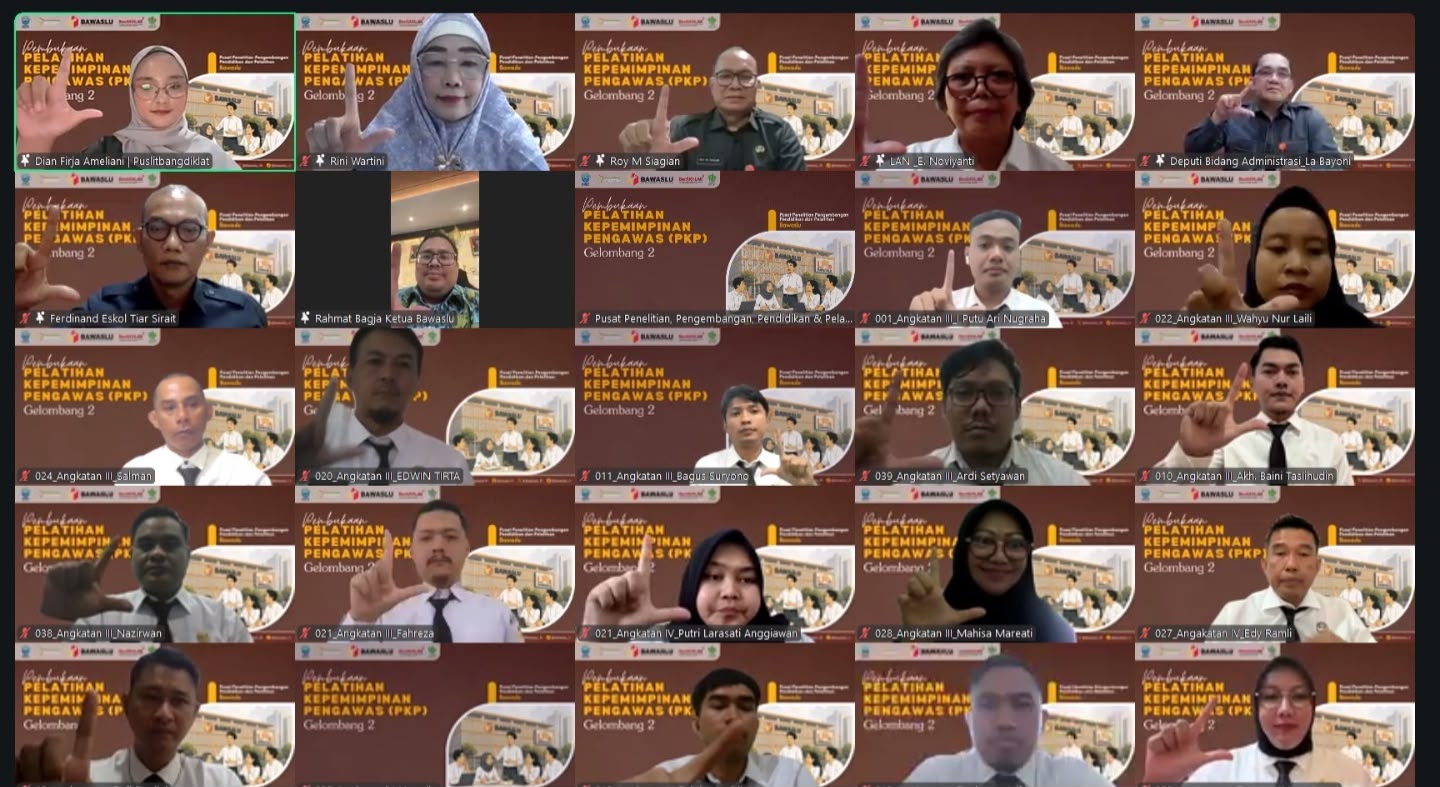 Kepala Subbagian PP, PSPP, dan Hukum Bawaslu Kabupaten Bintan, Wahyu Nur Laili saat mengikuti pelatihan Kepemimpinan Pengawas (PKP) Gelombang 2 Angkatan III dan IV Tahun 2026 secara distance learning, Senin (13/7/2026)/Foto: Pemberitaan Bawaslu Bintan