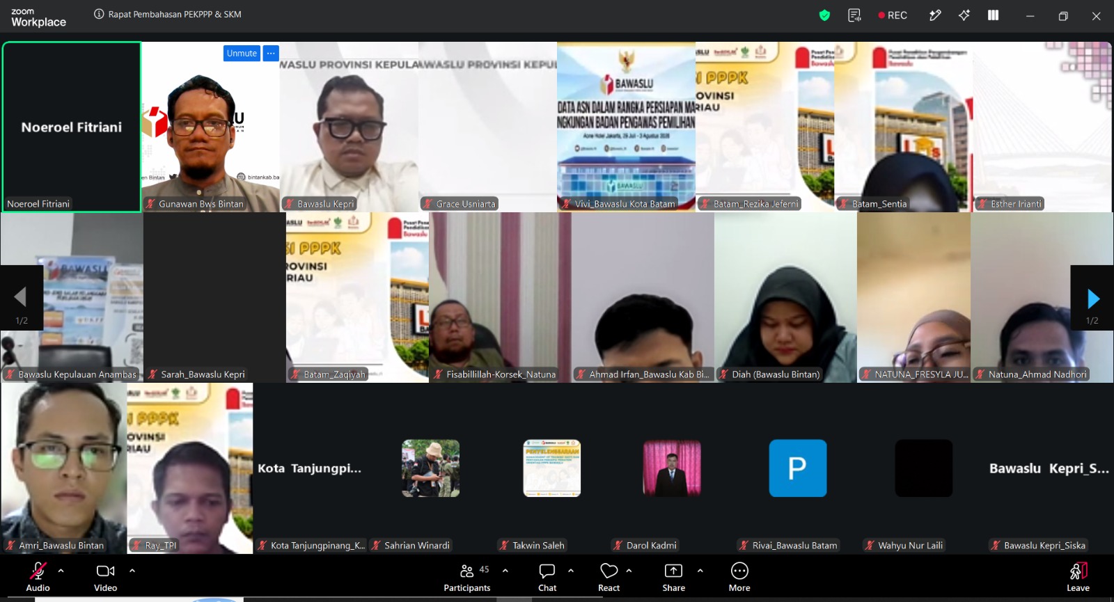 Bawaslu Kabupaten Bintan mengikuti rapat teknis daring evaluasi pelayanan publik bersama Bawaslu Provinsi Kepulauan Riau, Jumat, 31 Juli 2026/Foto: Pemberitaan Bawaslu Bintan