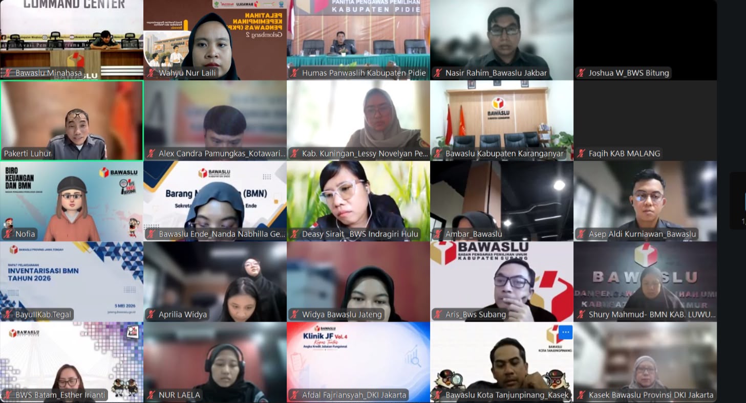 Plt. Kepala Sekretariat, Wahyu Nur Laili saat mengikuti Rapat Sosialisasi Target Indeks Pengelolaan Aset (IPA) dan Penuntasan Pengelolaan Barang Milik Negara (BMN) Rusak Berat secara daring pada Senin hingga Selasa, 10 sampai 11 Agustus 2026/Foto: Pemberitaan Bawaslu Bintan