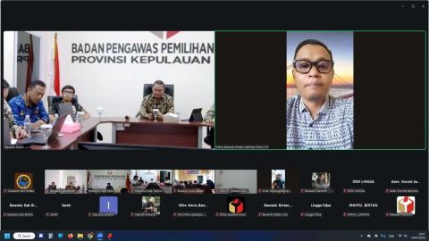 Ketua Bawaslu Bintan, Sabrima Putra, saat mengikuti Rakor SDMO-Diklat Bawaslu Provinsi Kepulauan Riau secara daring, Kamis (23/4/2026)/Foto: Pemberitaan Bawaslu Bintan