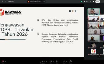  Bawaslu Bintan paparkan agenda pengawasan PDPB dan Pengawas Partisipatif di Rakor HP2H Bawaslu Kepri, Senin (11/5/2026)/Foto: Pemberitaan Bawaslu Bintan