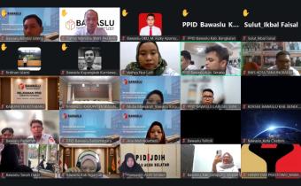 Bawaslu Bintan saat mengikuti sosialisasi dan evaluasi keterbukaan informasi publik Bawaslu Kabupaten/Kota Tahun 2026 yang digelar Bawaslu RI secara daring, Rabu, (8/7/2026)/Foto: Pemberitaan Bawaslu Bintan