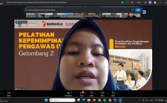 Wahyu Nur Laili berbicara dalam Jumat Sehati bertema “Menjaga Marwah Lembaga dengan Sikap Saling Menghargai” yang digelar Bawaslu Bintan secara daring, Jumat, 7 Agustus 2026/Foto: Pemberitaan Bawaslu Bintan